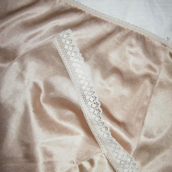 Gold midi slip dress with lace trim - Picture 2 of 4